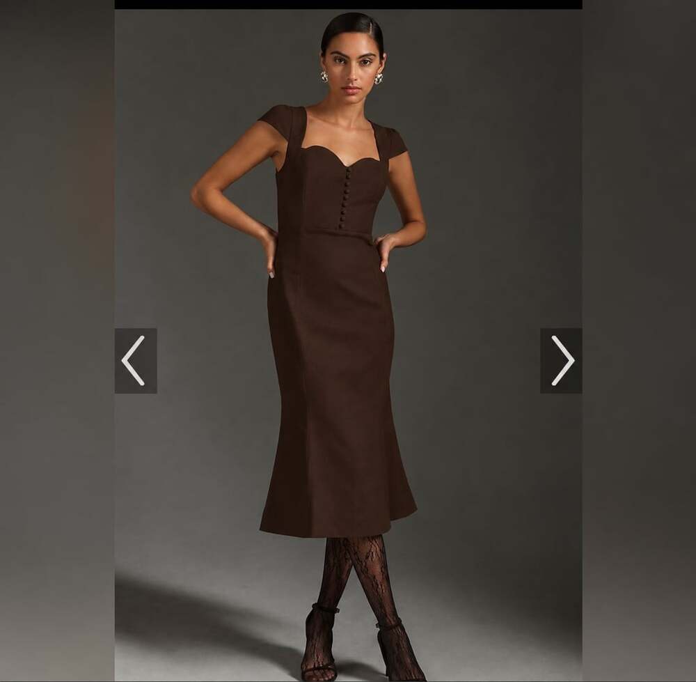 Anthropologie The Cecily Fit & Flare Sweetheart Dress Size M Burgundy